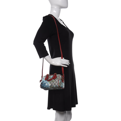 Gucci GG Supreme Monogram Blooms Mini Boston Navy Blue Hibiscus 3 of 13