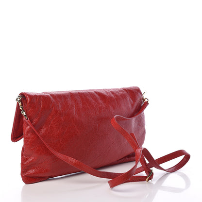 Balenciaga Agneau Giant 12 Gold Hardware Envelope Strap Clutch Rouge Lipstick 3 of 10