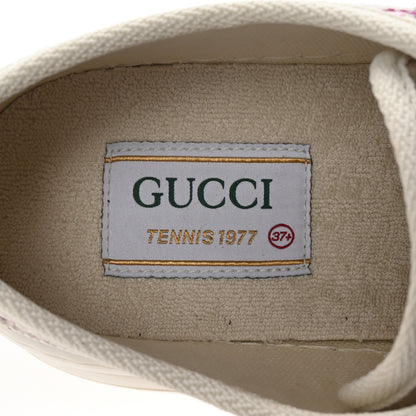 Gucci Canvas Lame Crystal GG Monogram Womens 1977 Tennis Sneakers 37.5 Gardenia Silver Mystic White 8 of 9