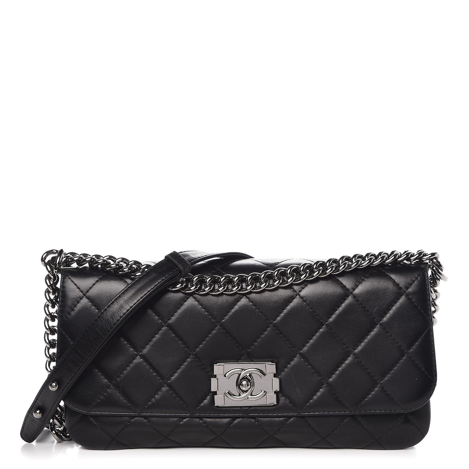 Chanel Lambskin Quilted Boy Accordion Flap Bag Black 1 of 10