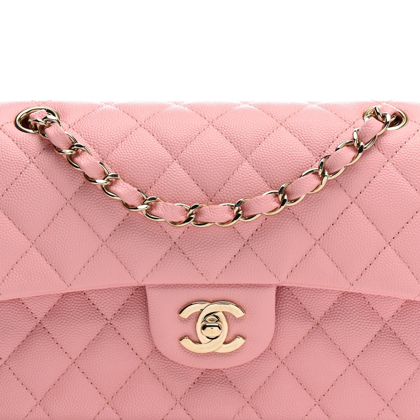 Caviar Quilted Small Double Flap Pink
