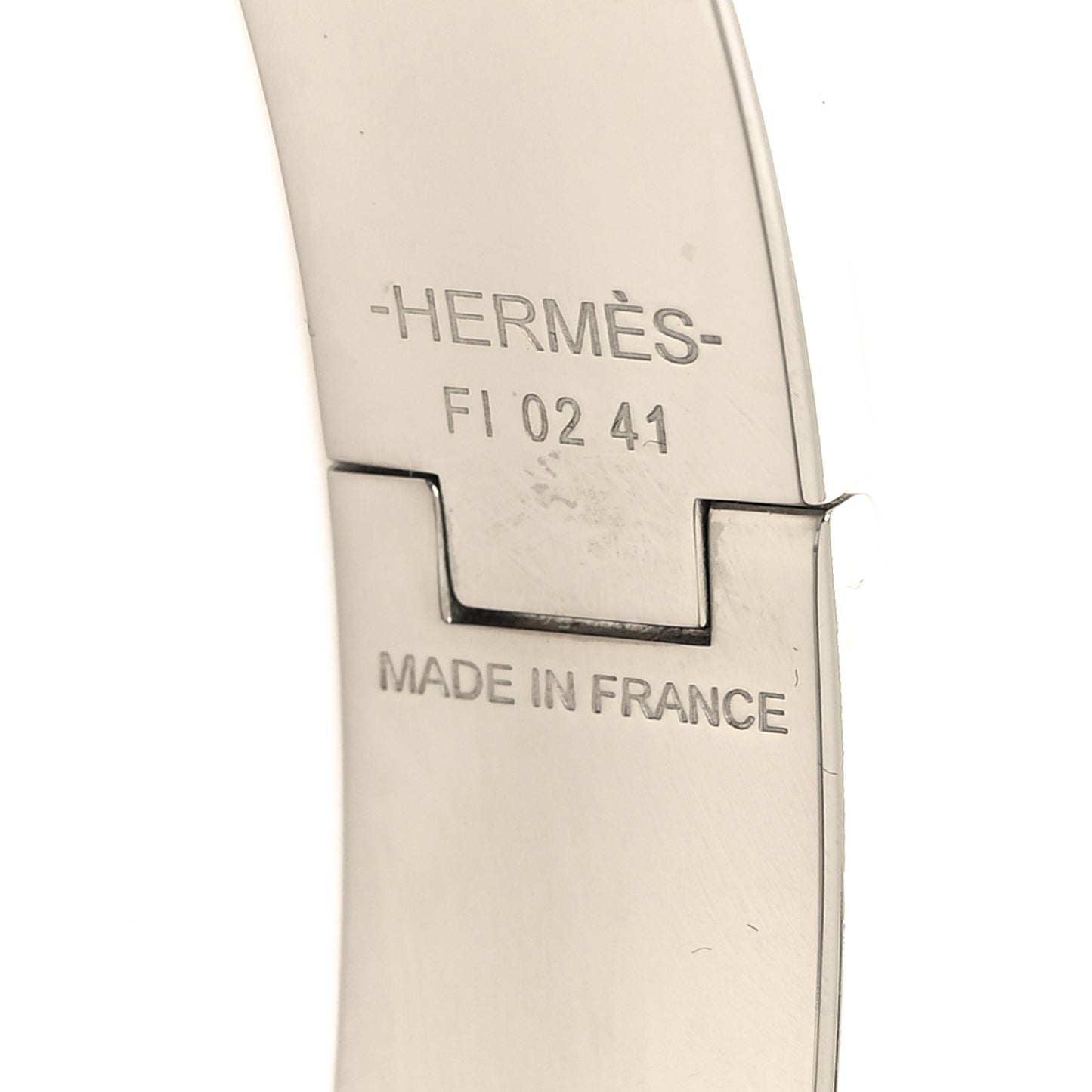 Enamel Narrow Printed Bijoux Trompe l'Oeill Clic Clac H Bracelet Platine White