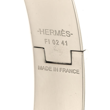 Hermes Enamel Narrow Printed Bijoux Trompe l'Oeill Clic Clac H Bracelet Platine White 5 of 5