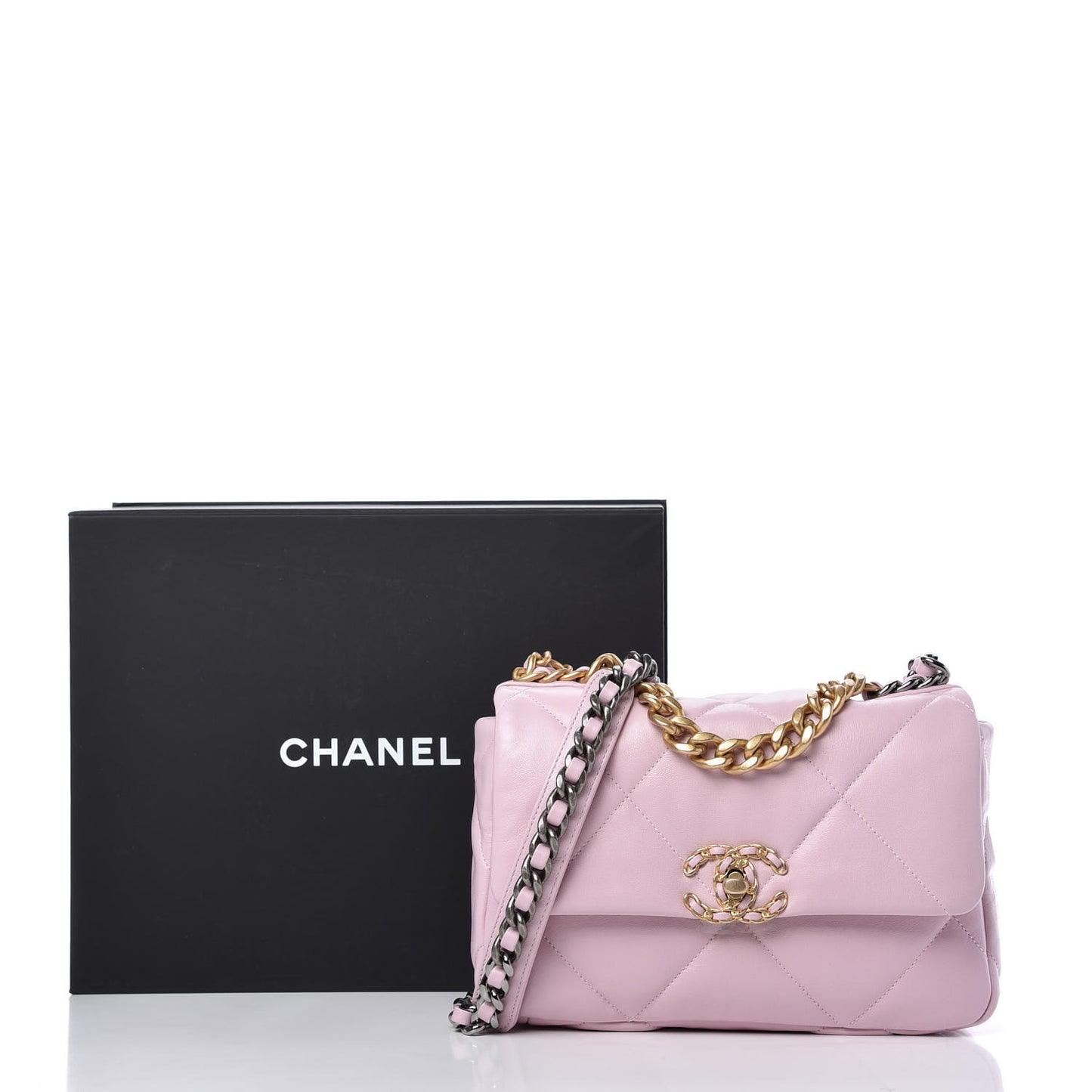 Lambskin Quilted Medium Chanel 19 Flap Light Pink