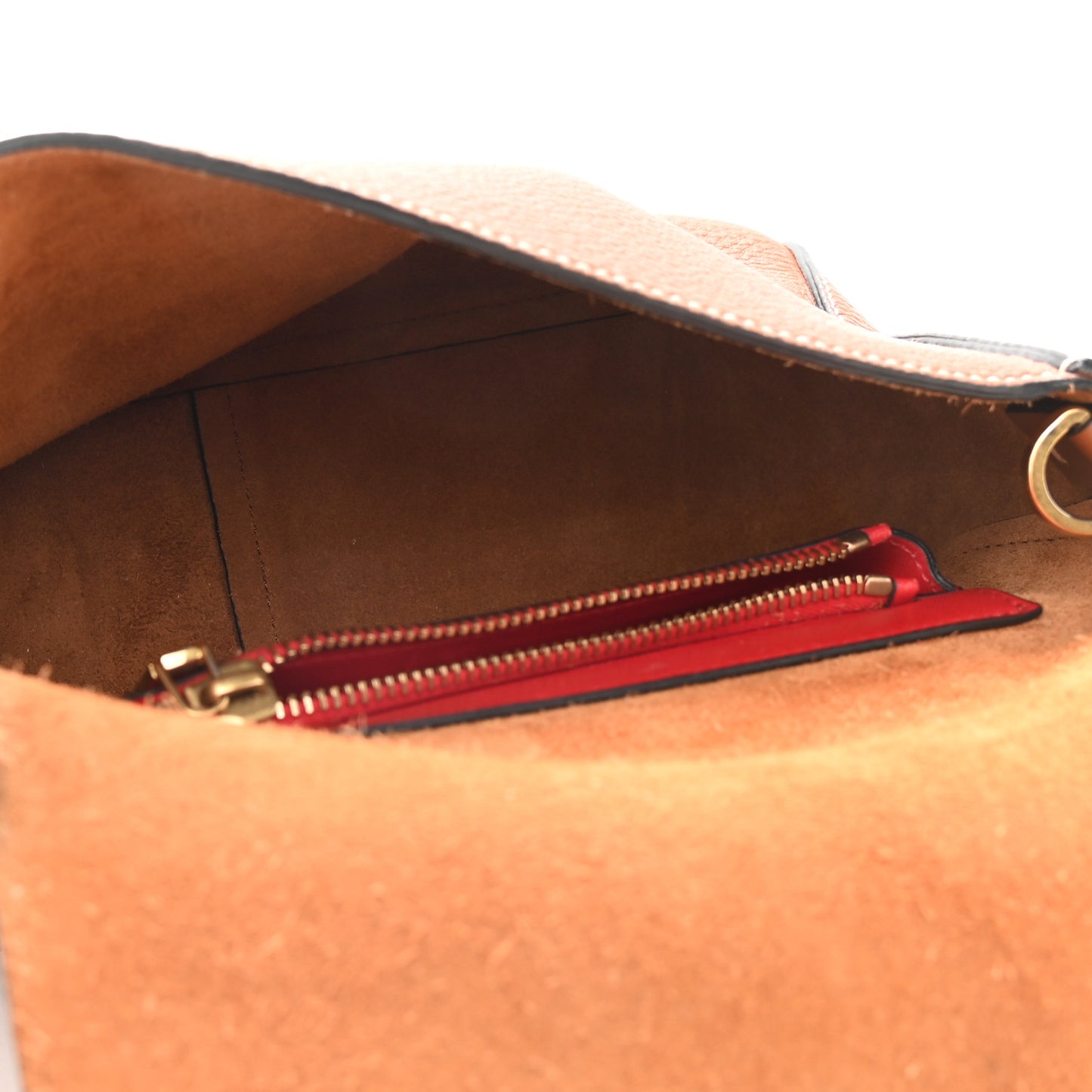 Pebbled Calfskin Small VRing Shoulder Bag Saddle Brown