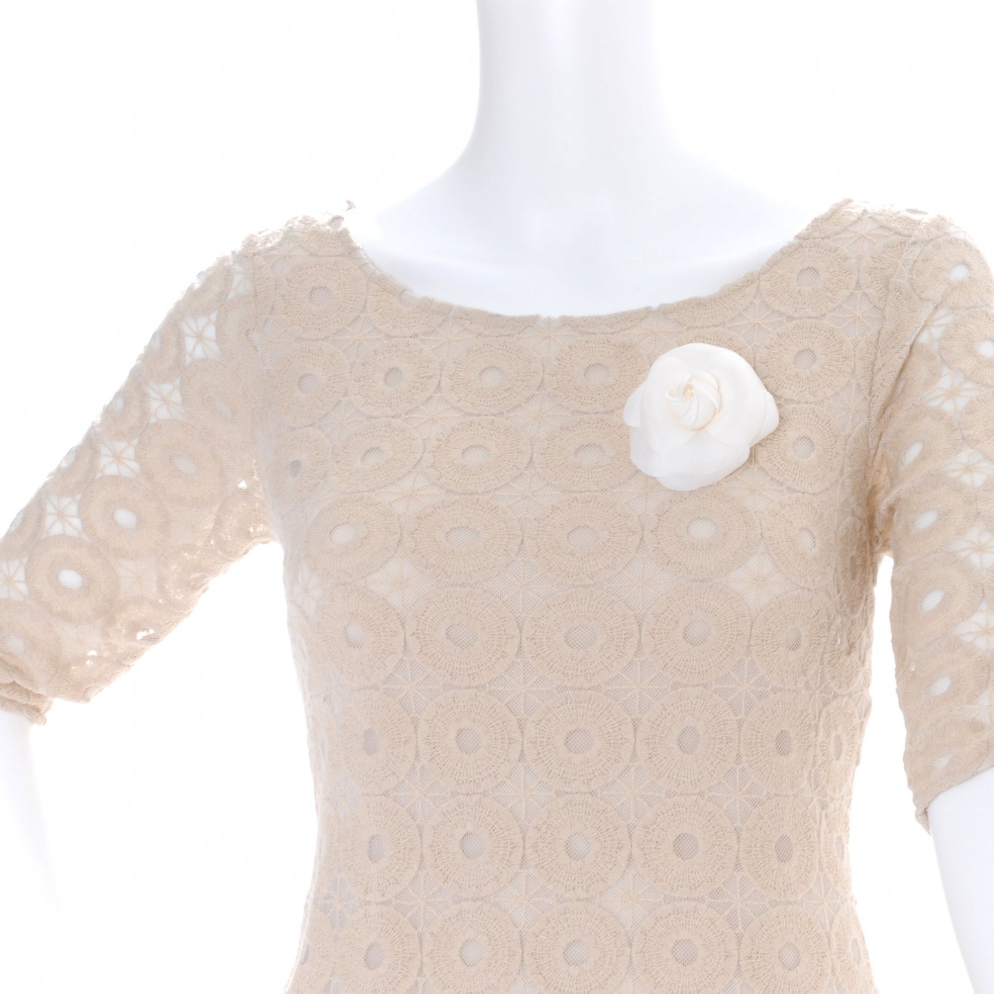 Satin Camellia Pin Brooch White