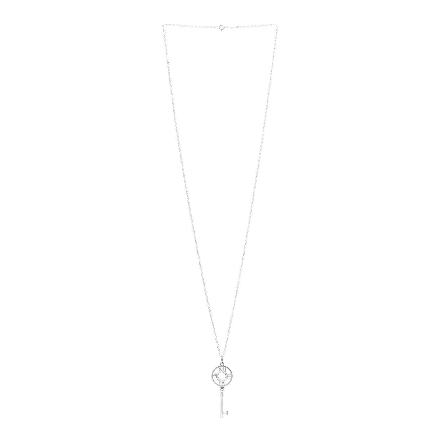 18K White Gold Diamond Atlas Key Pendant Necklace