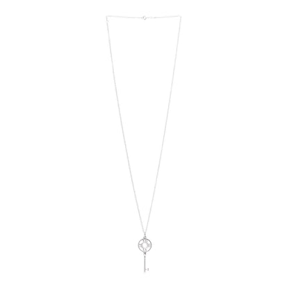Tiffany 18K White Gold Diamond Atlas Key Pendant Necklace 3 of 5