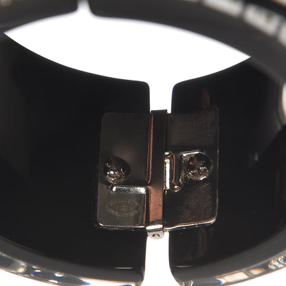 Chanel Resin Pearl Crystal Airplane Cuff Bangle Bracelet Black 4 of 5