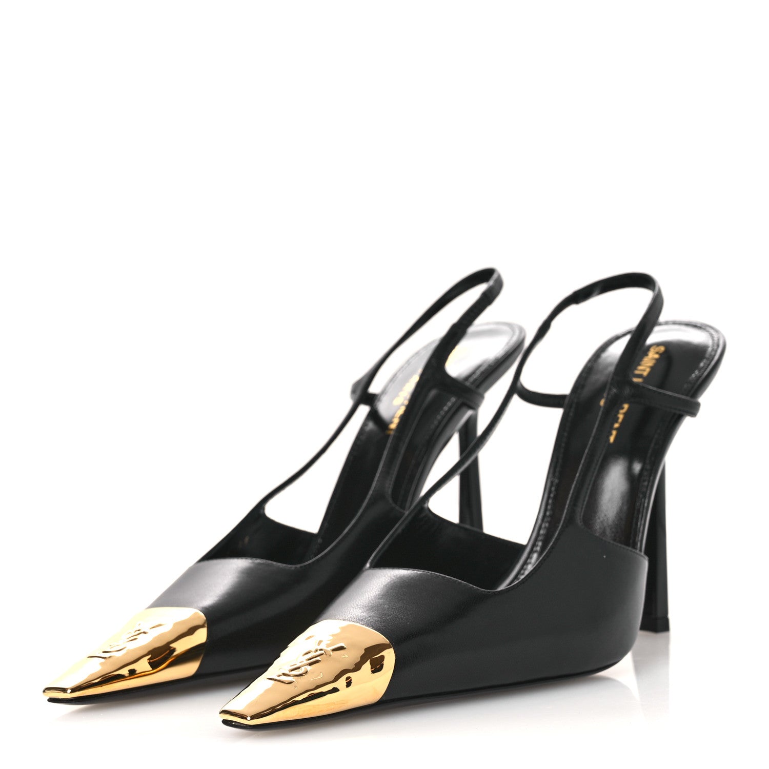 Saint Laurent Smooth Calfskin Jeanne 110 Slingback Pumps 38 Black 4 of 11
