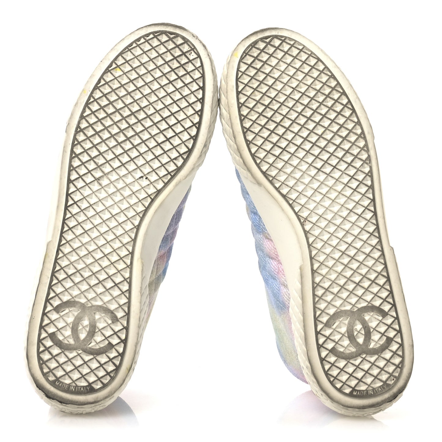 Printed Fabric Quilted High Top Sneakers 38 Green Pink Blue White
