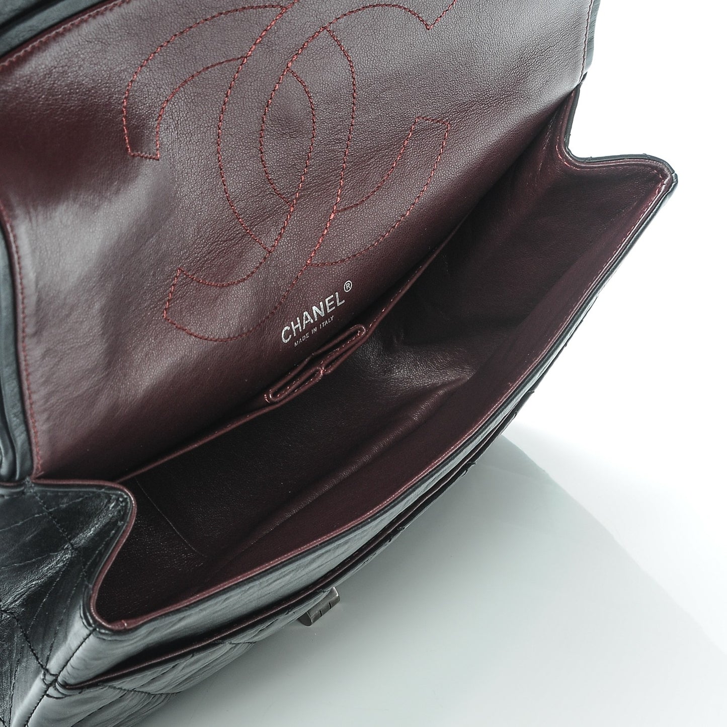 Aged Calfskin Quilted 2.55 Reissue 227 Flap Black