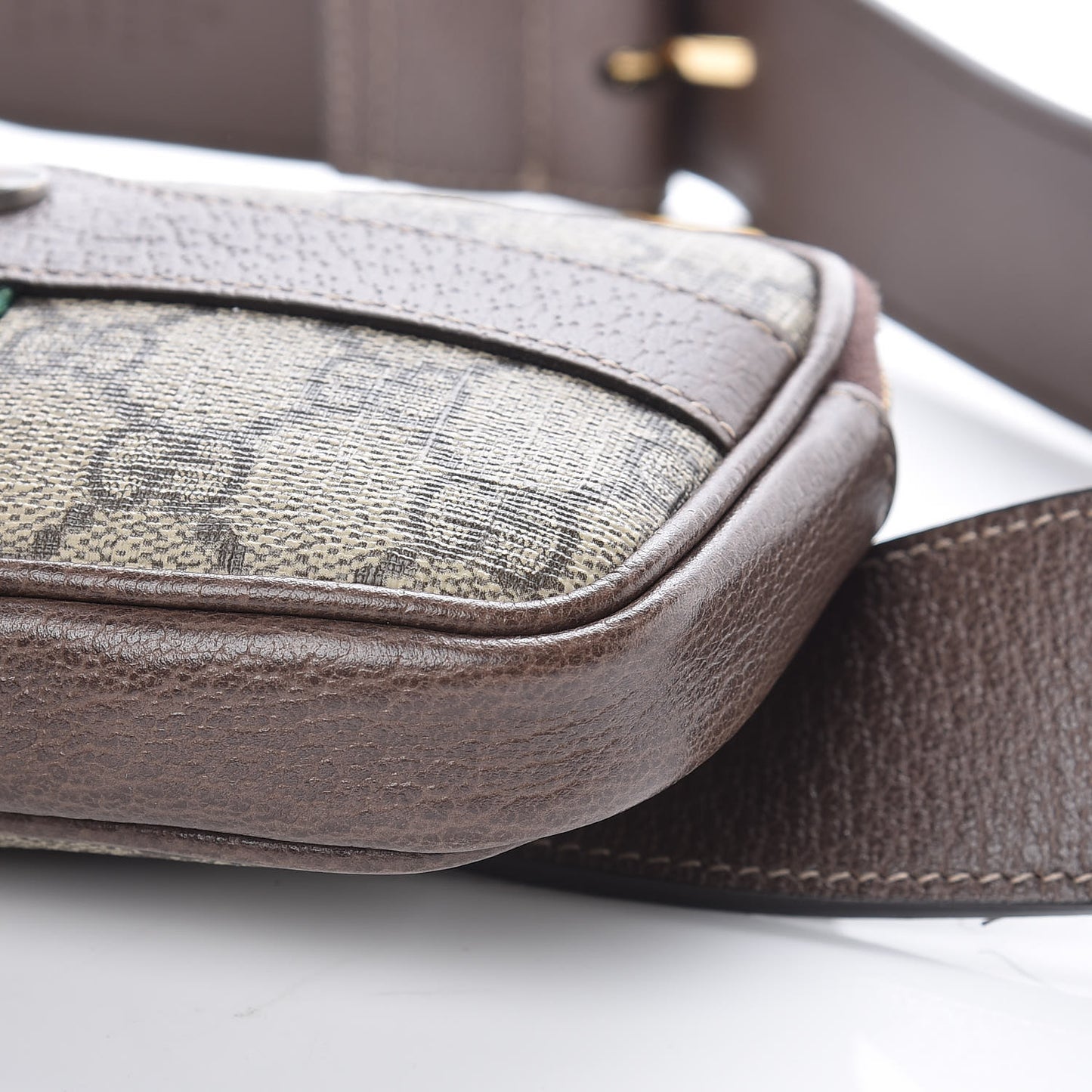 GG Supreme Monogram Ophidia Belted iPhone Case 95 38 Dark Brown