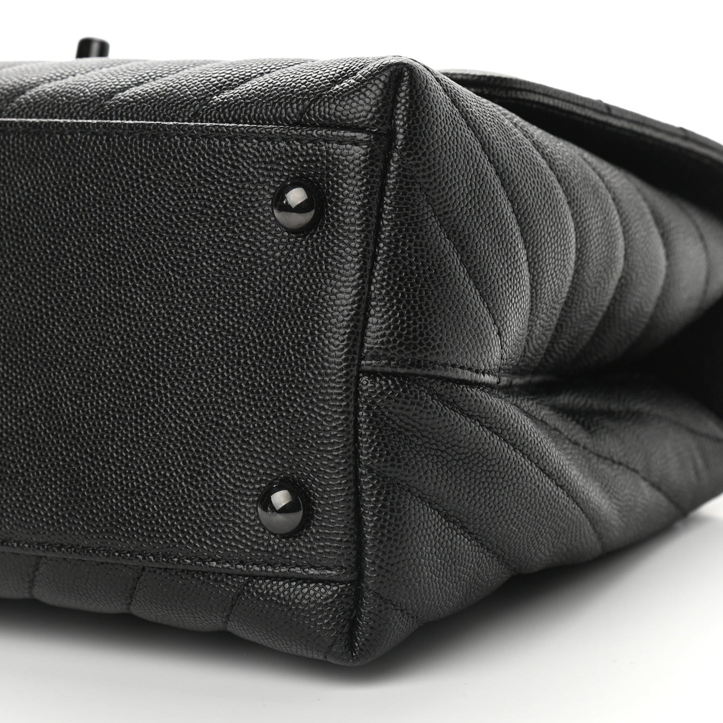 Caviar Chevron Quilted Small Coco Handle Flap So Black