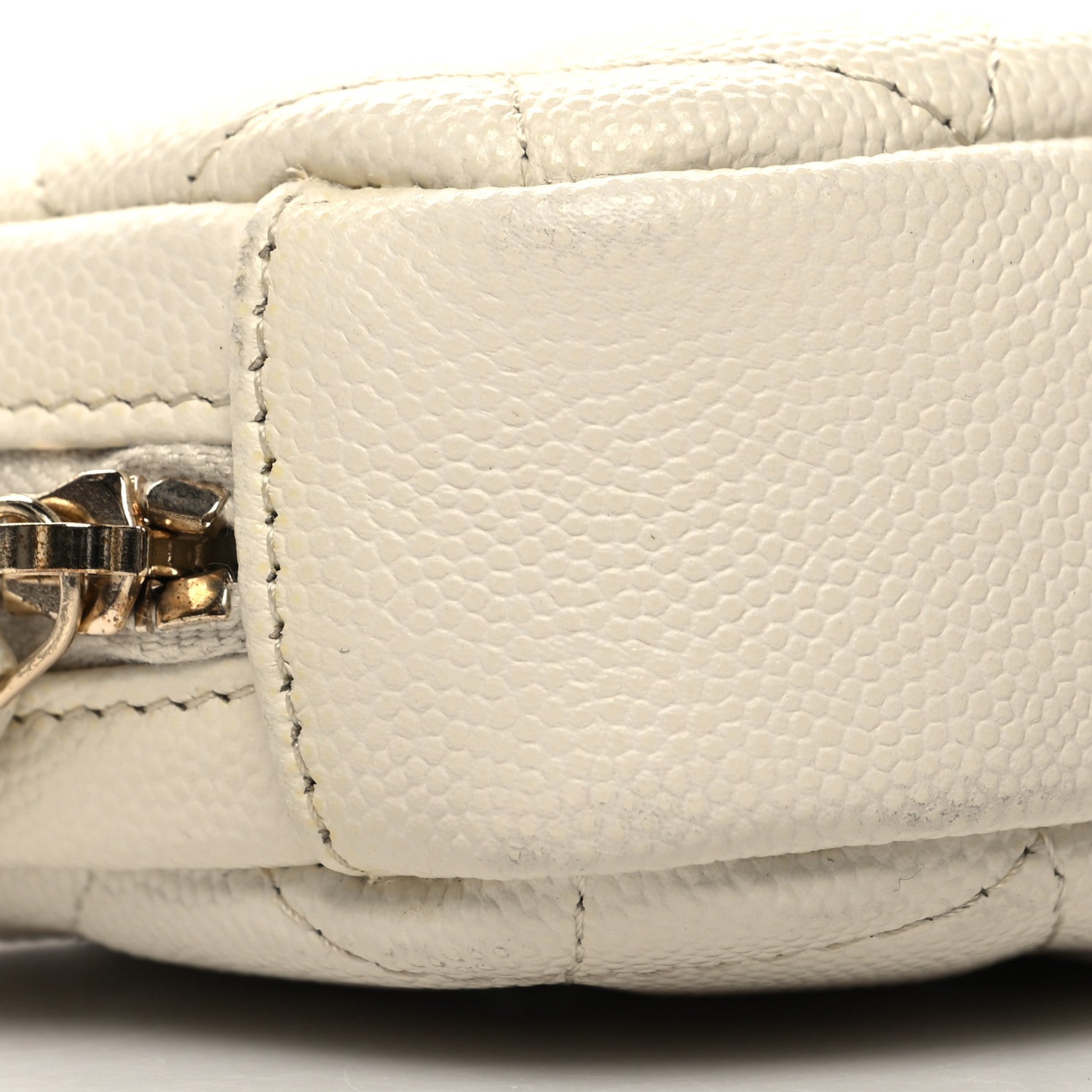 Chanel Caviar Quilted Small Curvy Pouch Cosmetic Case White 9 of 10