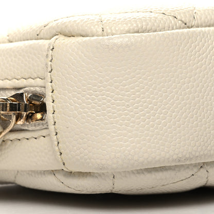 Chanel Caviar Quilted Small Curvy Pouch Cosmetic Case White 9 of 10