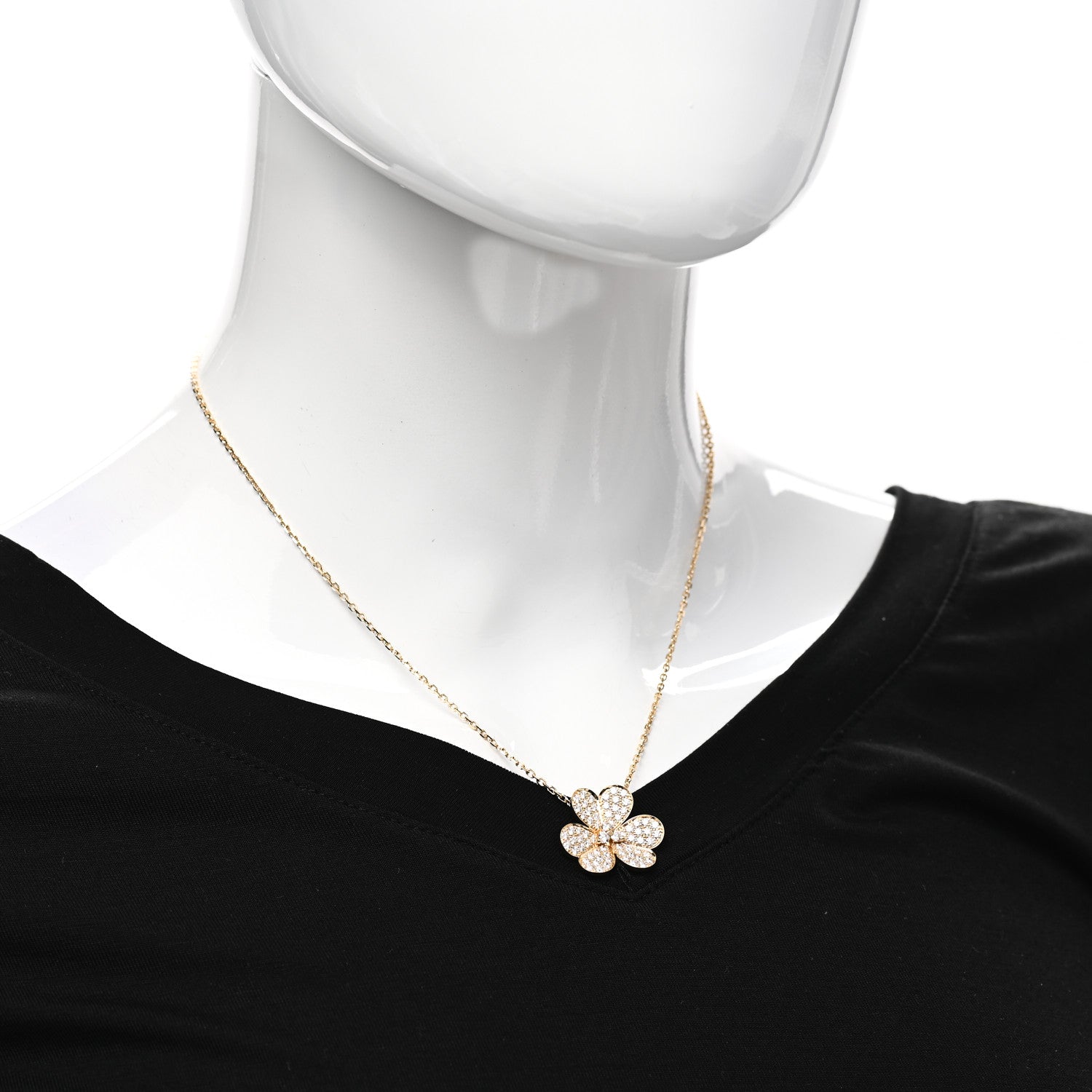 Van Cleef & Arpels 18K Yellow Gold Diamond Large Frivole Pendant Pave Necklace 2 of 4