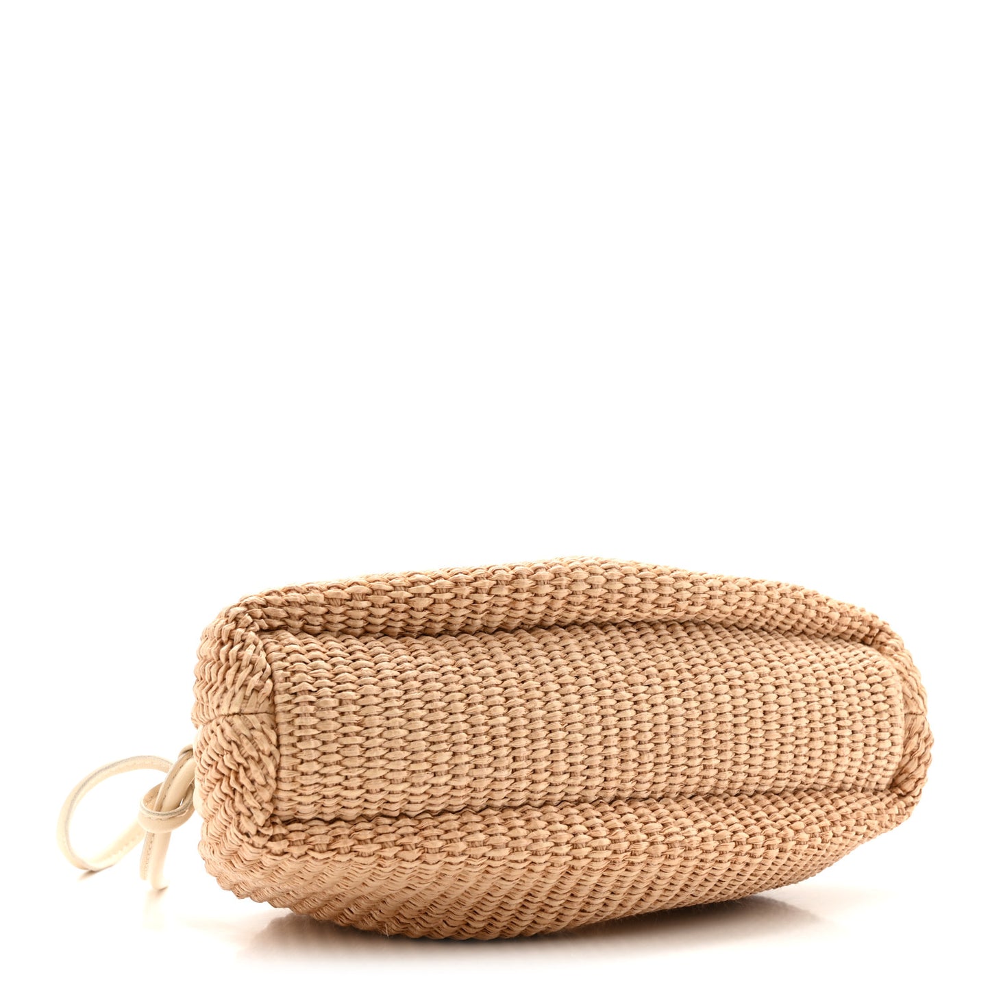 Raffia Lambskin Woven Mini Cloud Clutch Natural Avorio