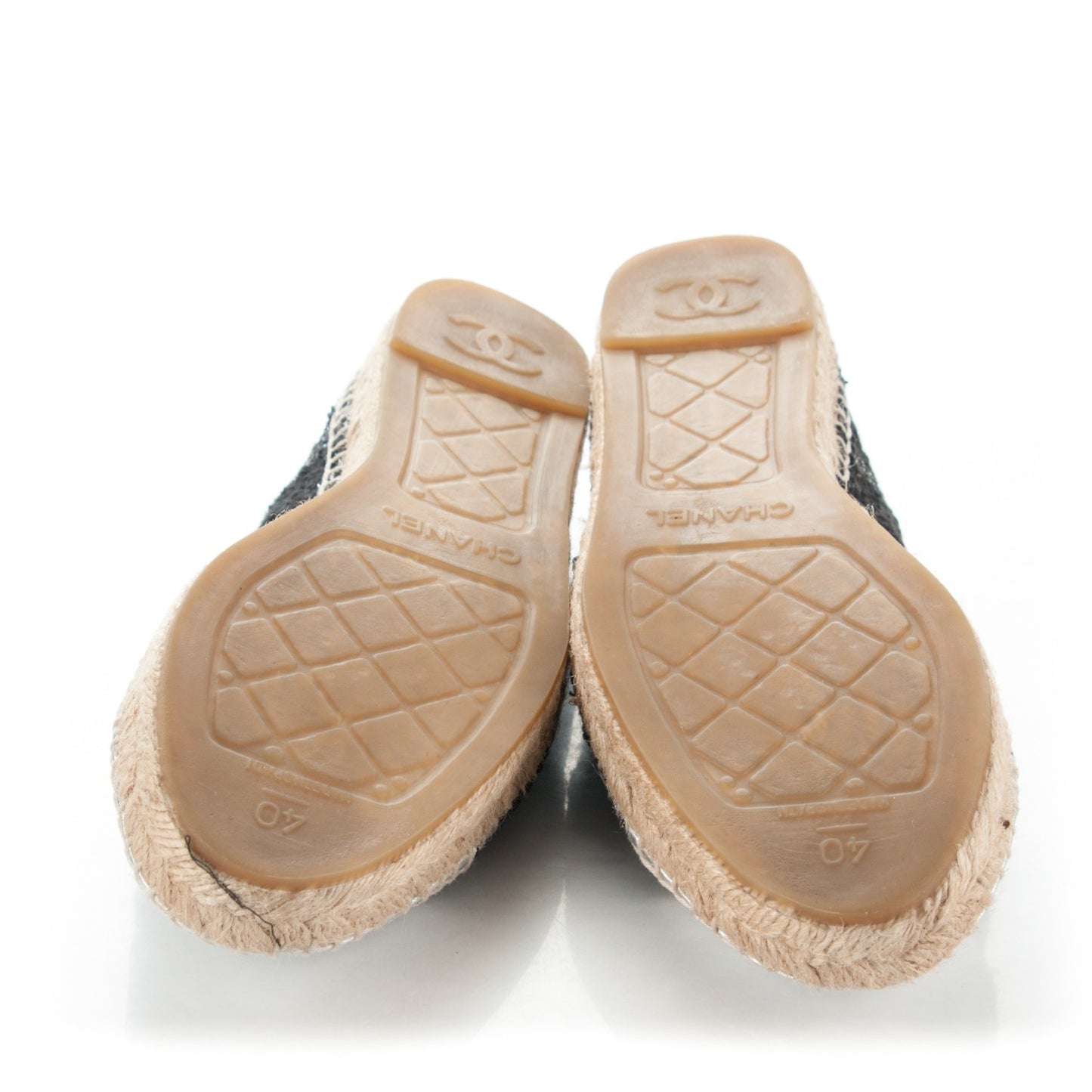 Tweed Lambskin CC Espadrilles 40 Black Silver