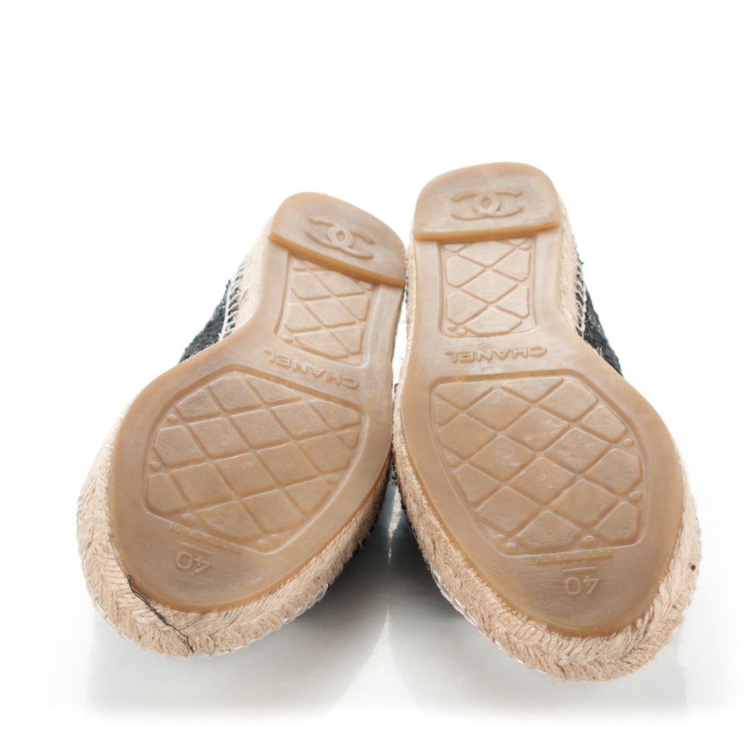Chanel Tweed Lambskin CC Espadrilles 40 Black Silver 5 of 8