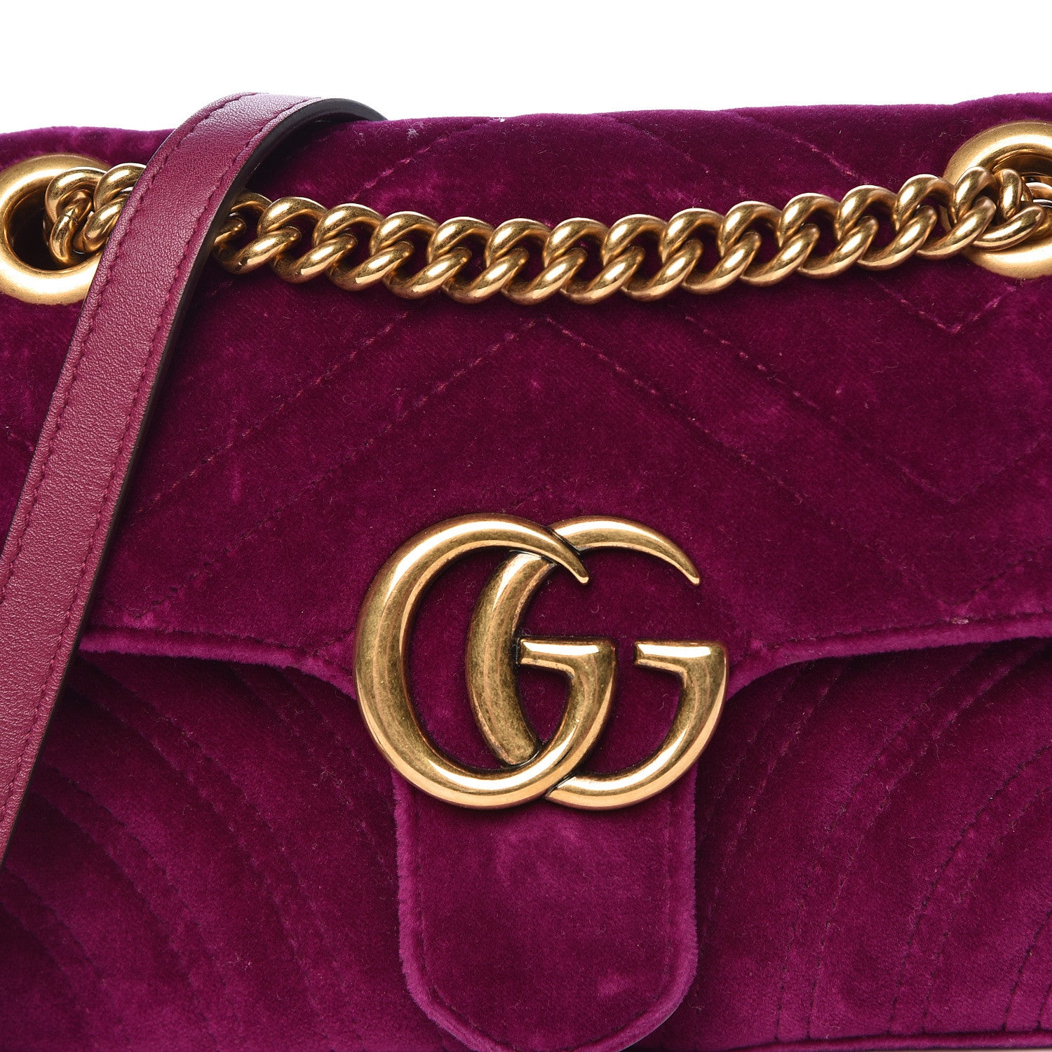 Gucci Velvet Matelasse Mini GG Marmont Shoulder Bag Fuchsia Violet Cyclamen 8 of 10