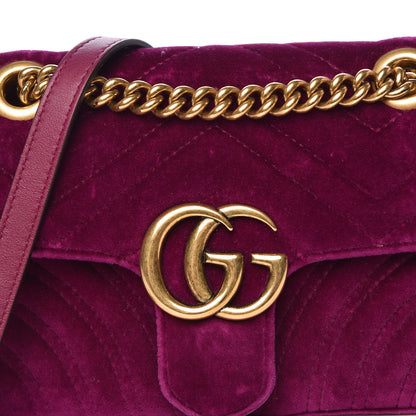 Gucci Velvet Matelasse Mini GG Marmont Shoulder Bag Fuchsia Violet Cyclamen 8 of 10