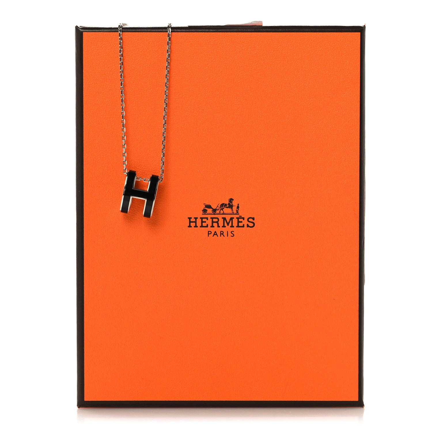 Hermes Lacquered Palladium Pop H Pendant Necklace Black 6 of 6