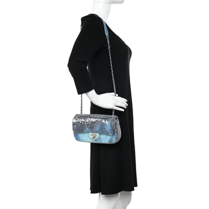 Chanel Sequin Mini Waterfall Flap Light Blue 2 of 10