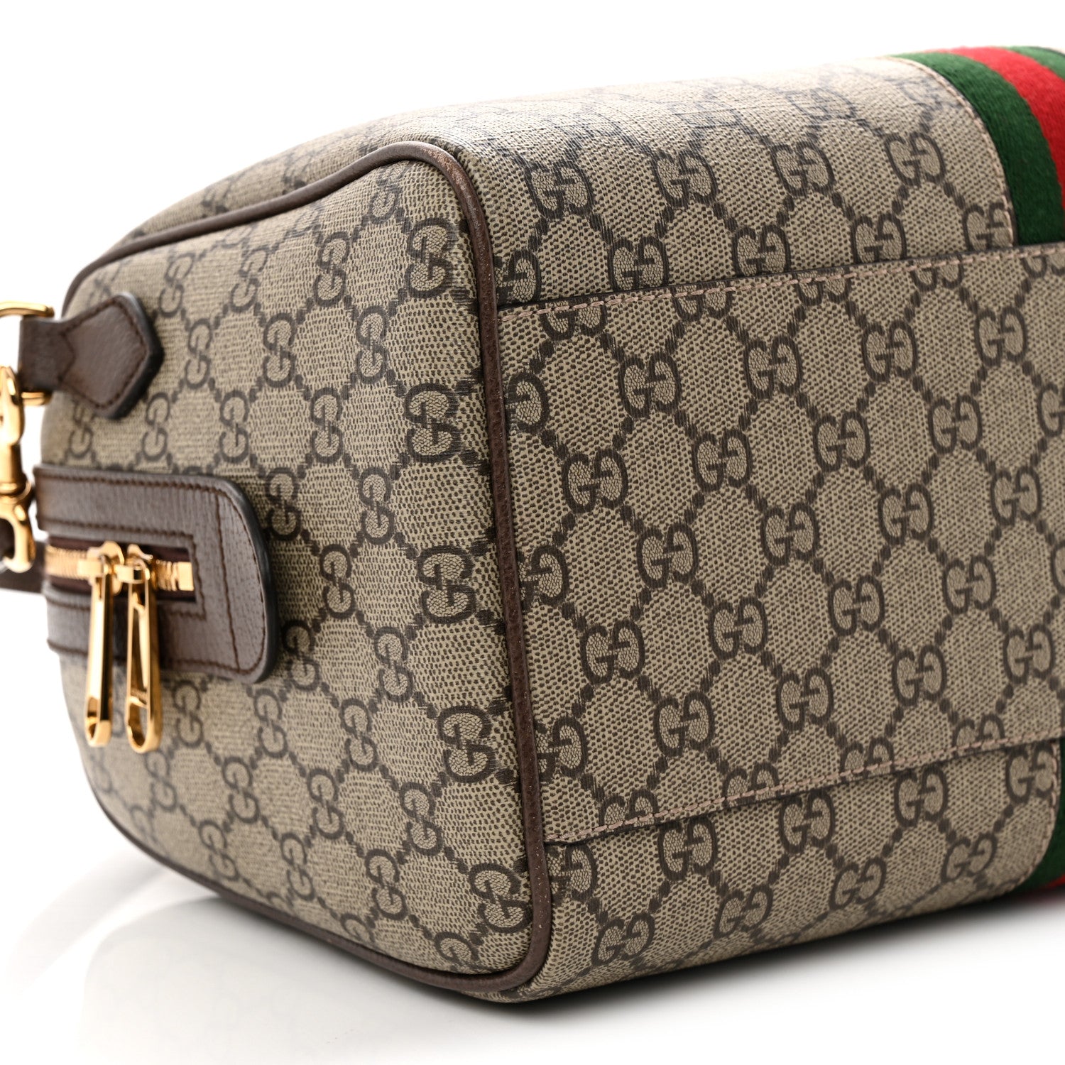 Gucci GG Supreme Monogram Web Medium Ophidia Top Handle Bag Beige Ebony 9 of 13