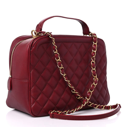 Chanel Calfskin Quilted CC Medium Vanity Case Dark Red 3 of 14
