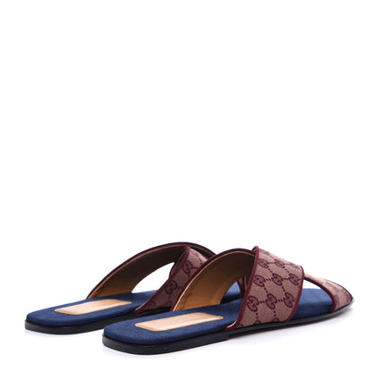 Gucci Canvas GG Monogram Mens Criss Cross Slide Sandals 12 Sahara Rubino Chardonnay 4 of 11