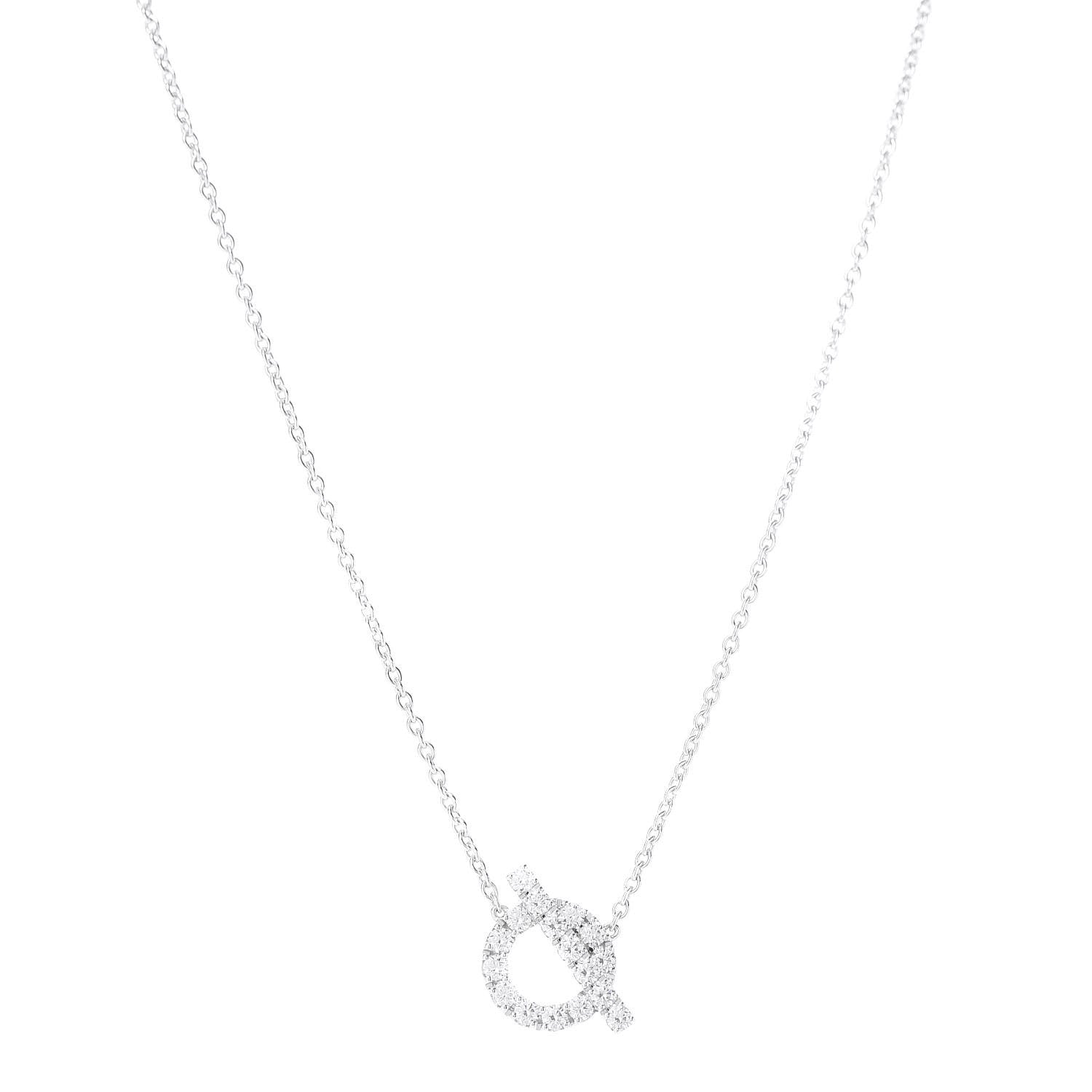 Hermes 18K White Gold Diamond Finesse Pendant Necklace 1 of 5