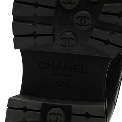 Chanel Calfskin Patent Cap Toe Quilted Short Boots 35.5 Black 6 of 9