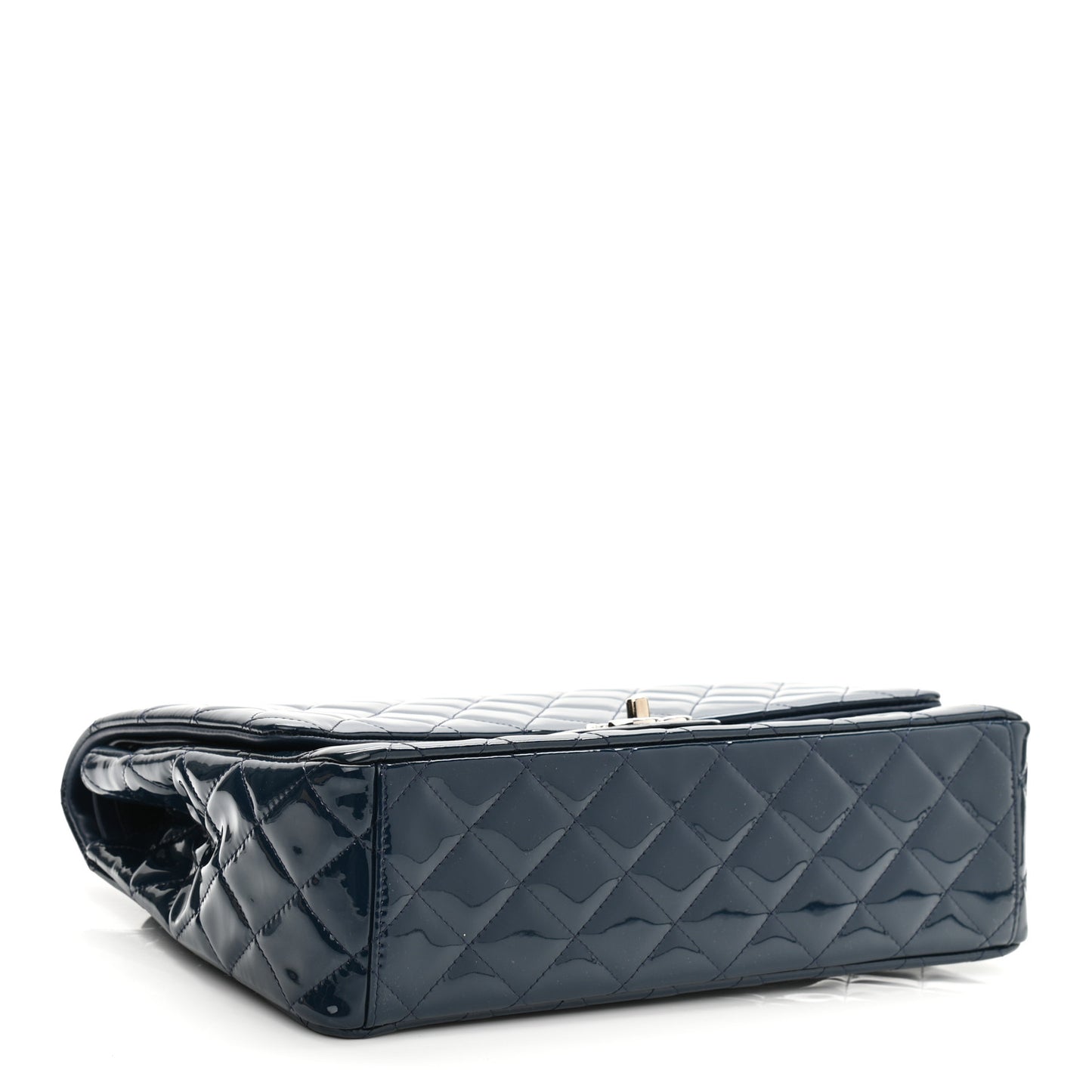 Patent Quilted Maxi Double Flap Navy