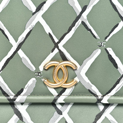 Chanel Lambskin Paris-Greece Quilted Foldover Clutch Green Multicolor 8 of 8