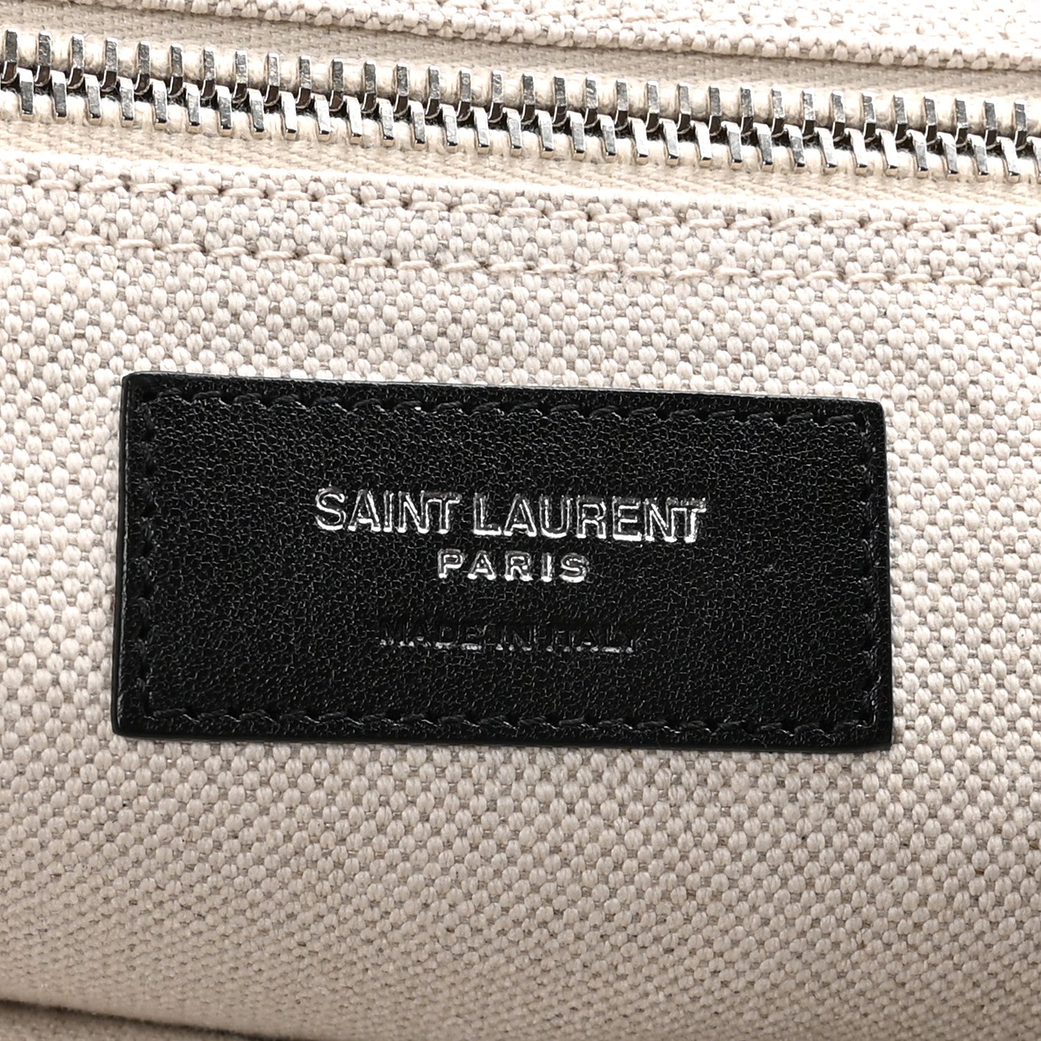Saint Laurent Linen Calfskin Rive Gauche Maxi Tote Grege et Noir 13 of 18