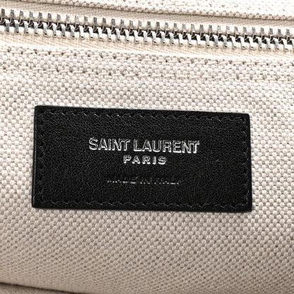 Saint Laurent Linen Calfskin Rive Gauche Maxi Tote Grege et Noir 13 of 18
