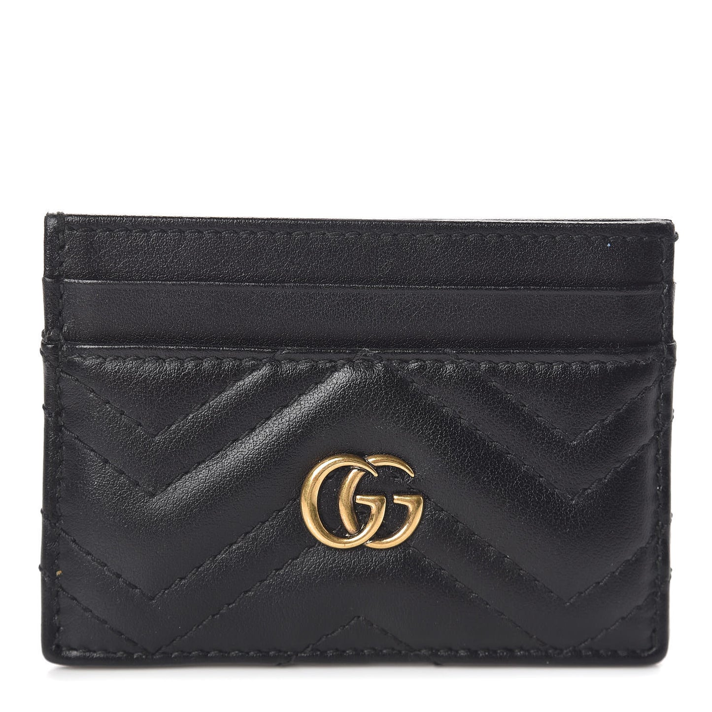 Calfskin Matelasse GG Marmont Card Holder Black