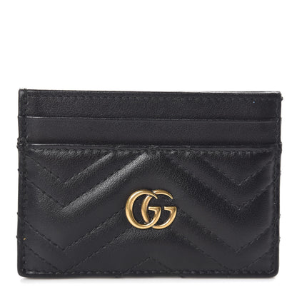 Gucci Calfskin Matelasse GG Marmont Card Holder Black 1 of 8