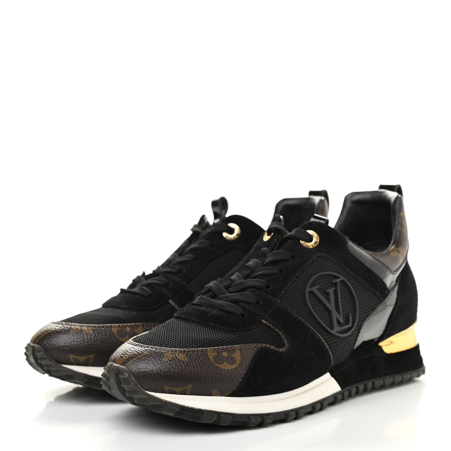 Louis Vuitton Suede Monogram Run Away Sneakers 38.5 Black 3 of 10
