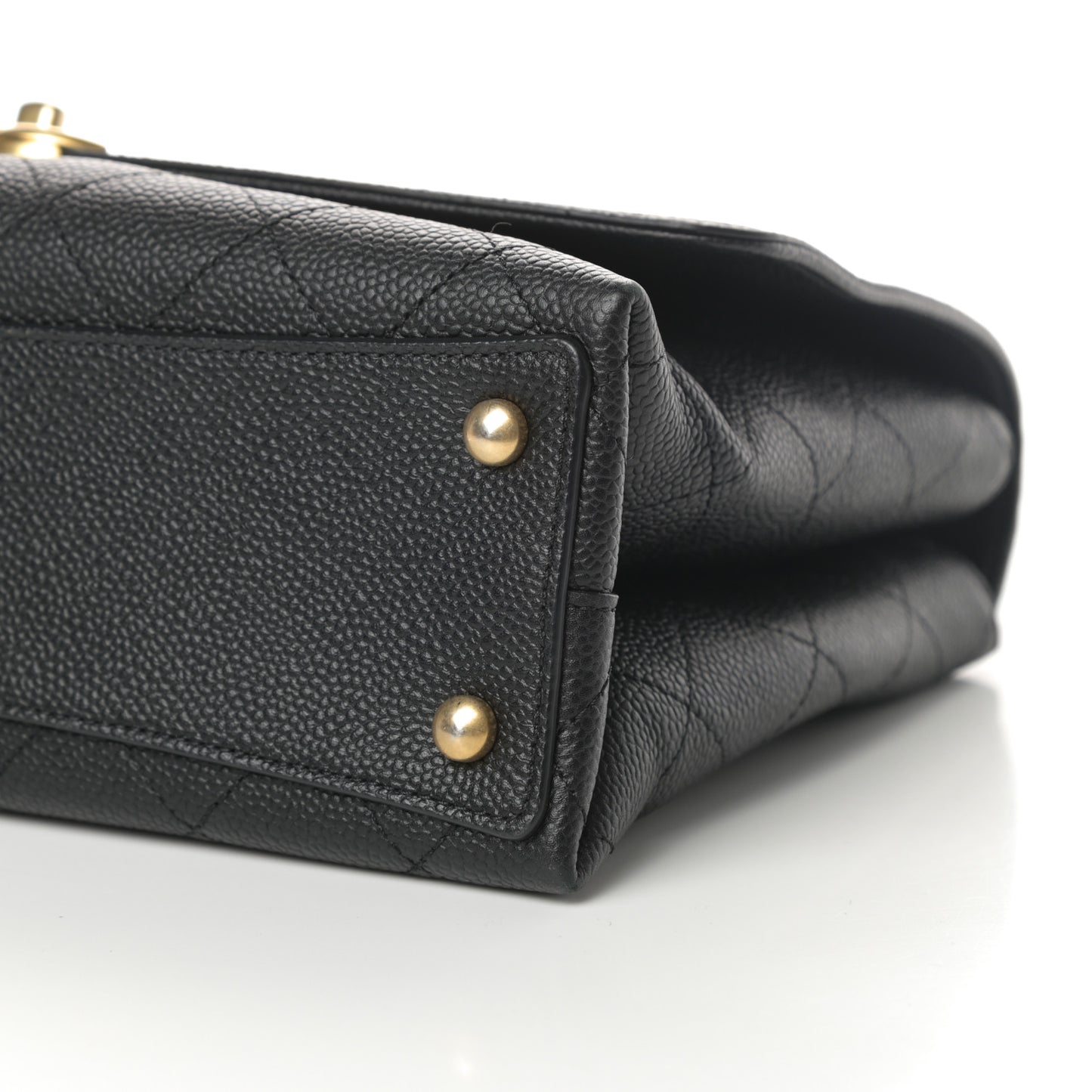 Grained Calfskin Stitched Flap Black