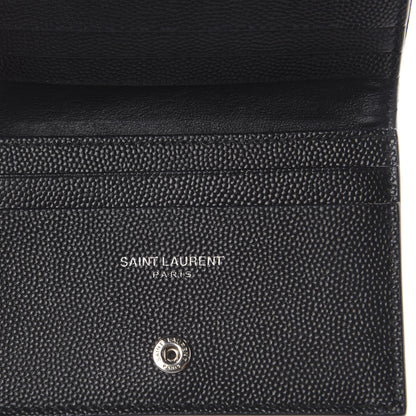 Saint Laurent Grain De Poudre Matelasse Chevron Monogram Card Case Black 5 of 5