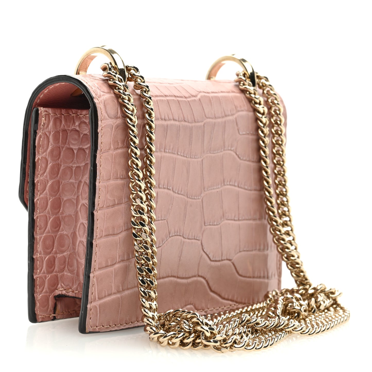 Calfskin Crocodile Embossed Mini Paris Crossbody Blush