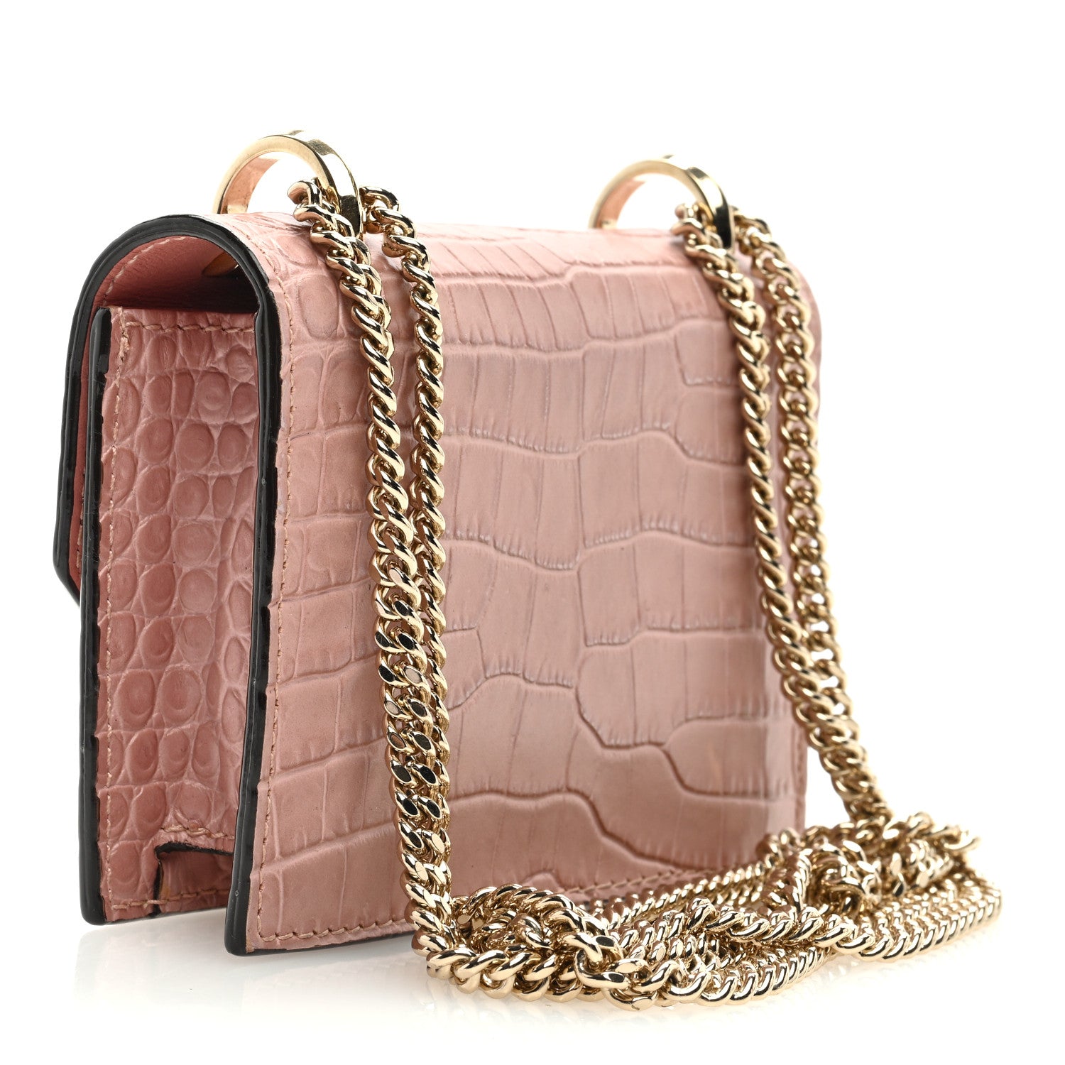 Jimmy Choo Calfskin Crocodile Embossed Mini Paris Crossbody Blush 3 of 8