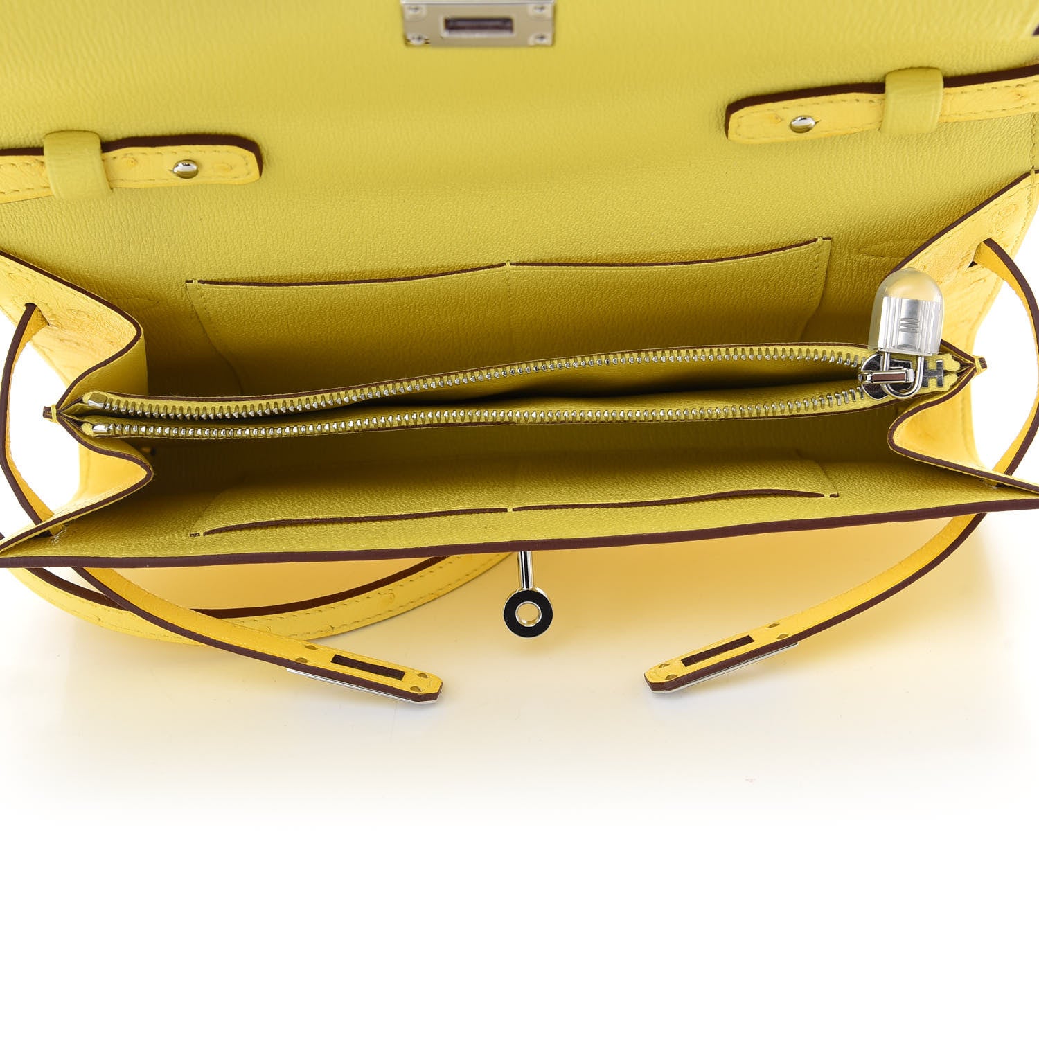 Hermes Ostrich Kelly Wallet To Go Jaune Citron 5 of 8