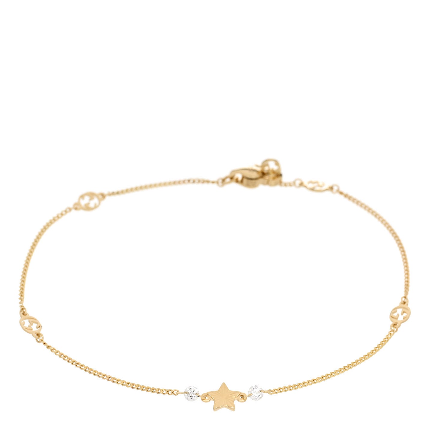 18K Yellow Gold Diamond Star GG Station Bracelet