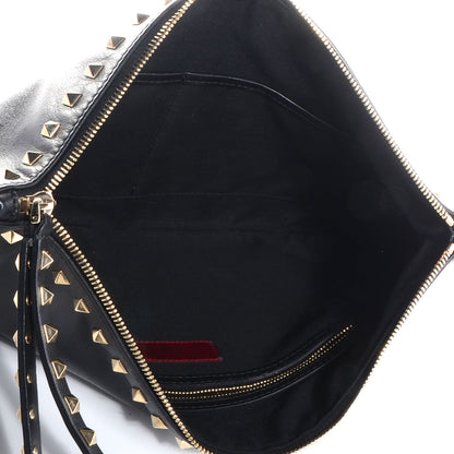Valentino Garavani Vitello Large Rockstud Zip Wristlet Pouch Black 5 of 9