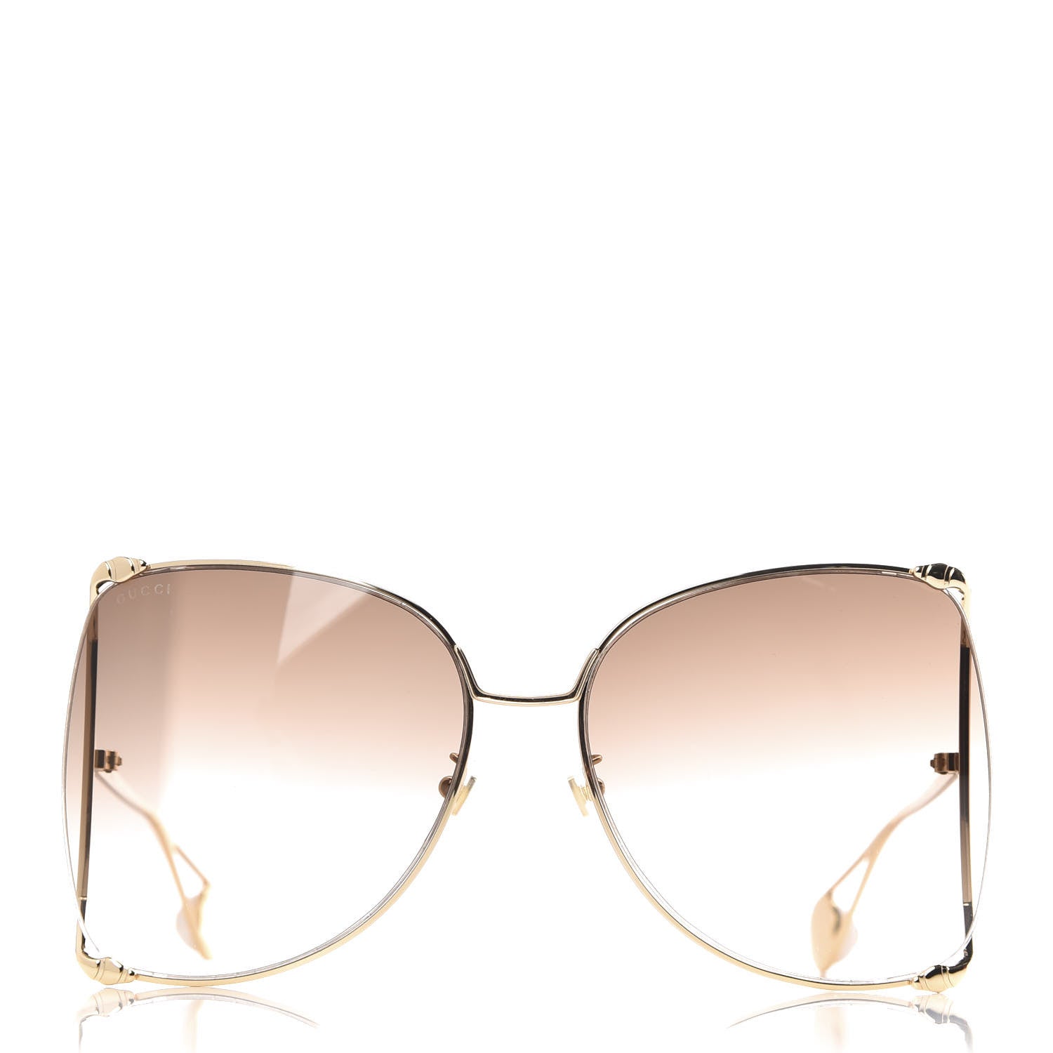 Gucci Oversized Round Sunglasses GG0252S Gold Brown 2 of 8