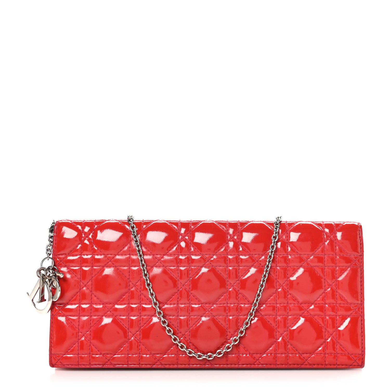 Christian Dior Patent Cannage Lady Dior Convertible Clutch Red 1 of 12