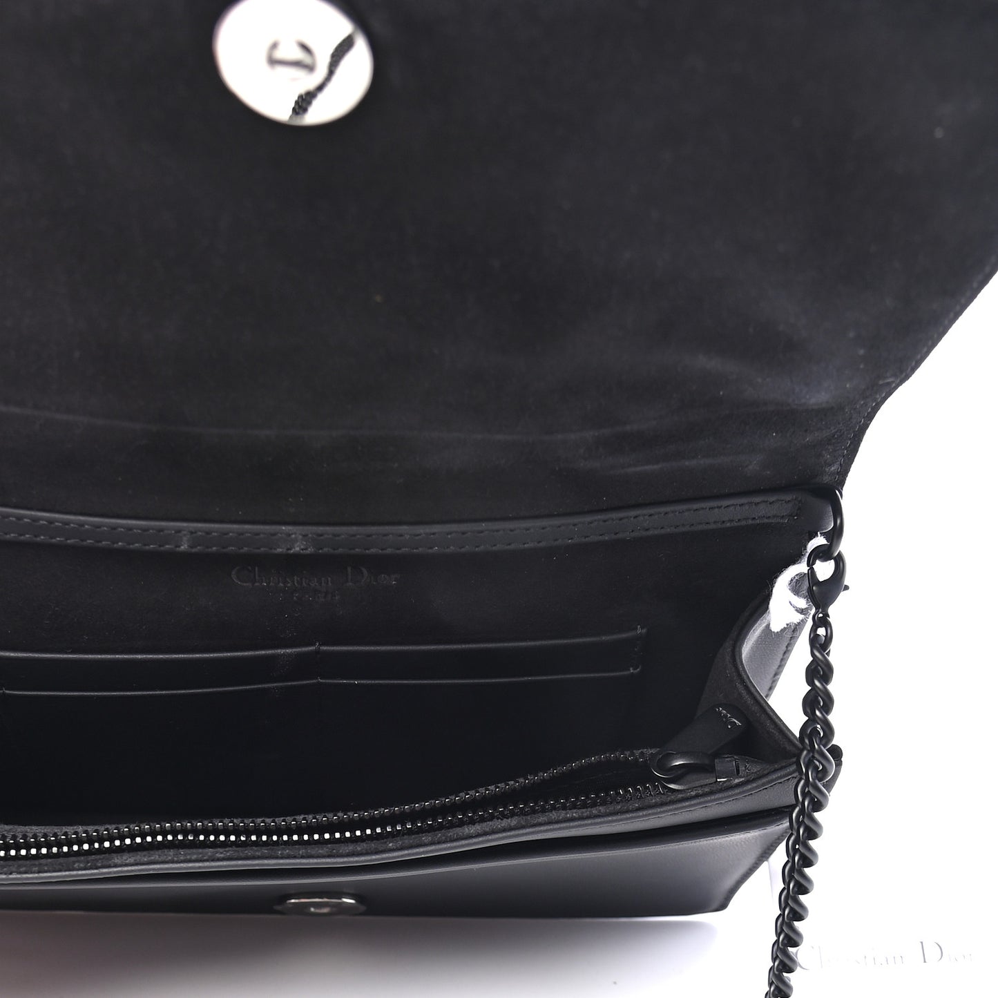 Ultra Matte Calfskin Diorama Wallet on Chain Pouch Black